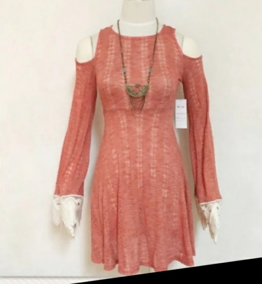 Ces Femme Dresses & Skirts - 💣5/$35 LACE CROCHET BELL SLEEVE☆BOHO KNIT DRESS